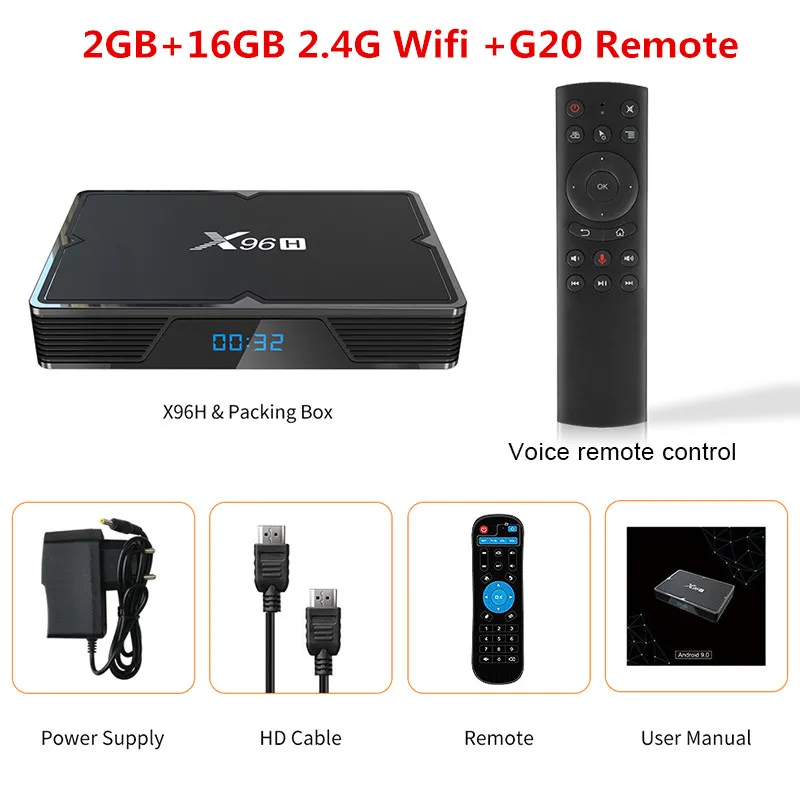 Wechip X96H Android 9,0 Smart tv BOX Allwinner H603 четырехъядерный медиаплеер 2 HDMI Dual Wifi BT4.0 4K HD телеприставка 4 Гб 64 Гб коробка - Цвет: 2G16G add G20