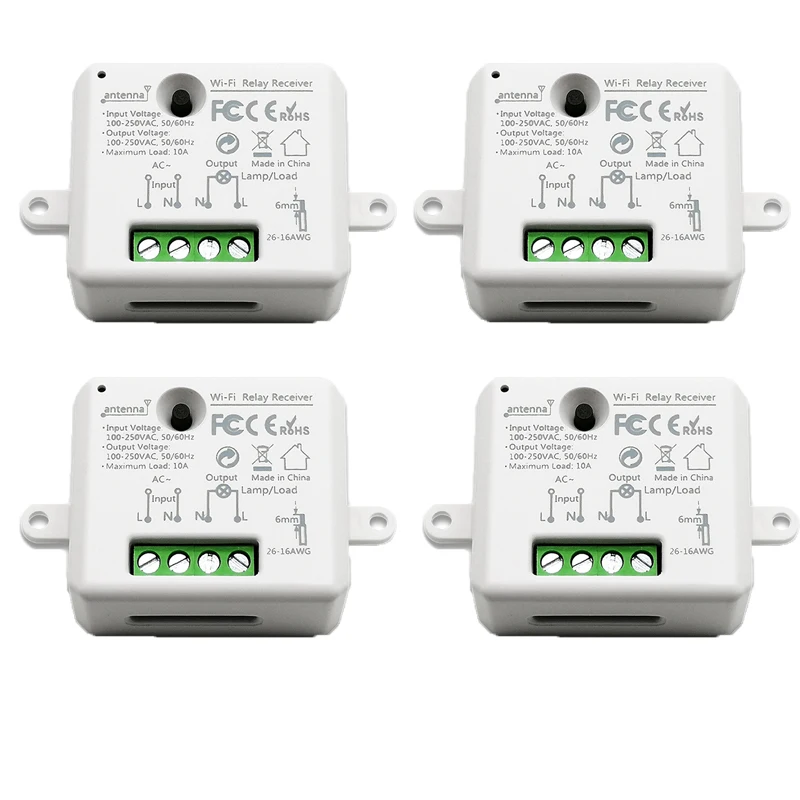 4PCS Умный дом WiFi переключатель Tuya приложение дистанционное управление мини релейный модуль ваши огни Голосовое управление с Google Home Amazon Alexa IFTTT - Комплект: 4PCS