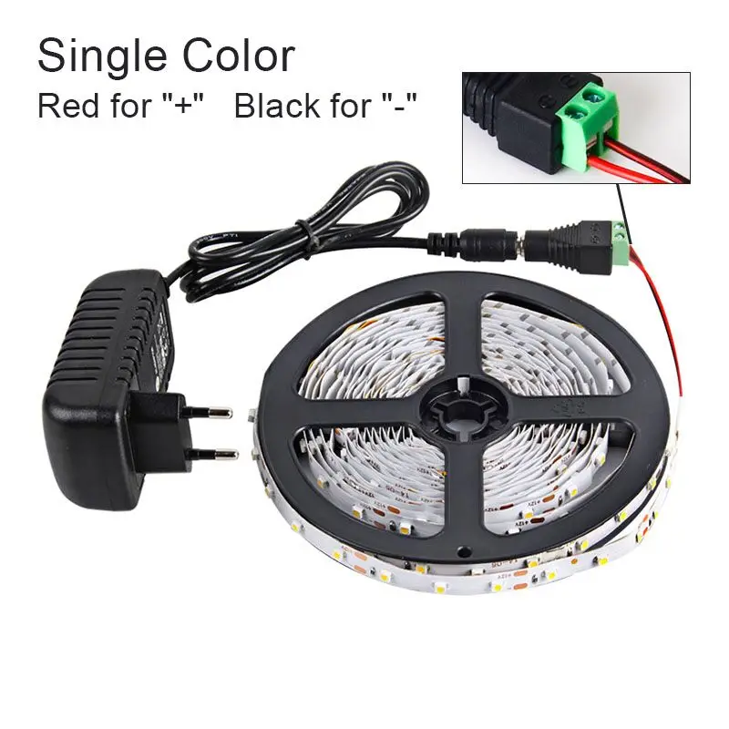 

5 Meter 300Leds SMD RGB LED Strip Light 3528 2835 1M LED Light RGB Leds tape diode ribbon Flexible Controller DC 12V Adapter set