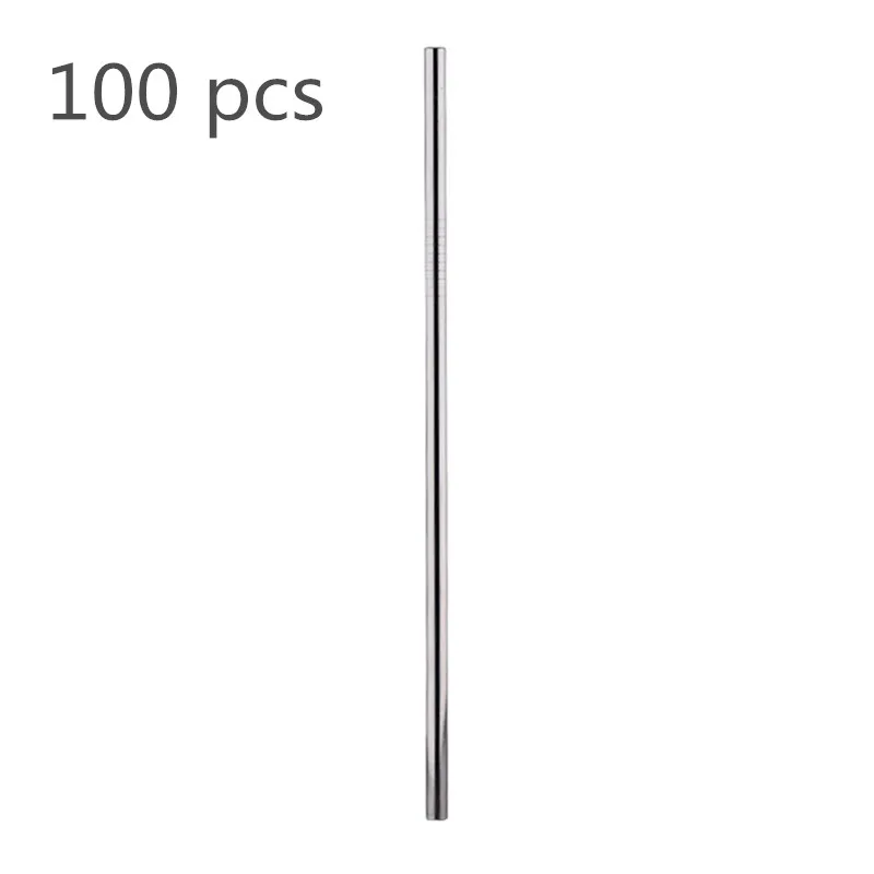 Silver 100 pcs Эко дружественные соломинки 100 шт./компл. металлическая соломинка многоразовые оптовые нержавеющей стали трубочки для напитков 215 мм* 6 мм Прямые изогнутые соломинки - Цвет: Silver 100 pcs