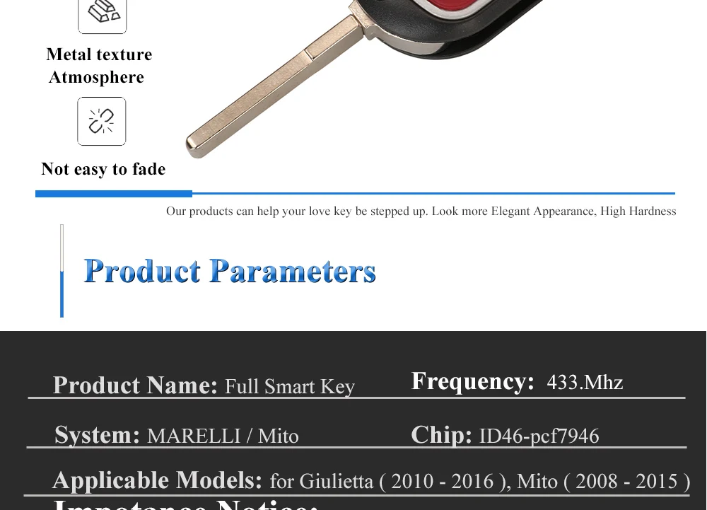Keyforkess telecomando Flip 3 pulsanti portachiavi Auto per Alfa Romeo Mito 2008-2015 Giulietta 2010-2016 433Mhz chiedere ID46-7946 chiavi automatiche 10 Keyforkess telecomando Flip 3 pulsanti portachiavi Auto per Alfa Romeo Mito 2008-2015 Giulietta 2010-2016 433Mhz chiedere ID46-7946 chiavi automatiche - H81e2d2e436bb4ccab5aa47387ca0799ar