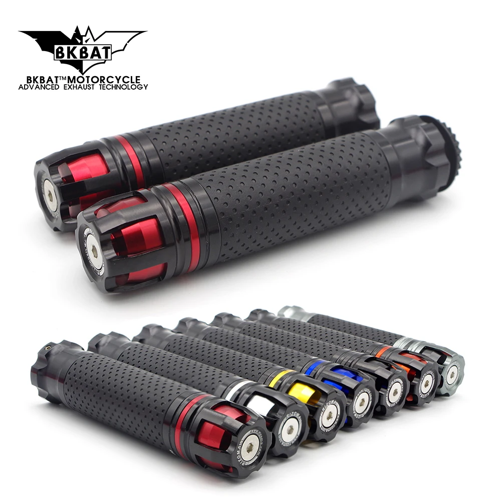 7//8 22mm Poign/ée de Moto Aluminium Motorcycle Caoutchouc Poign/ées pour CBR Shadow Ninja GSXR YZF Noir