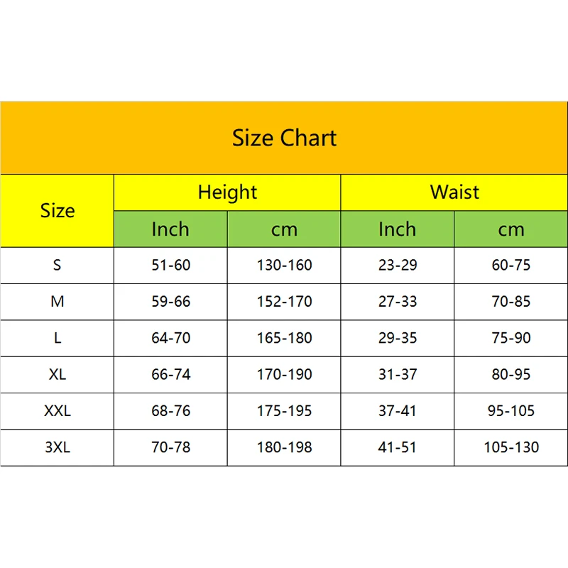 Adjustable Magnetic Posture Back Corrector size chart