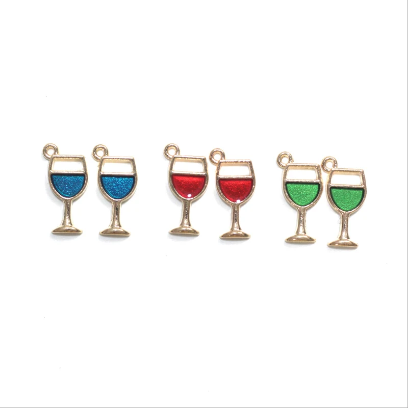 

10pcs Oil-drip Zinc Alloy Pearly Wine Glass Goblet Jewelry Accessories for Earrings, Necklaces, Bracelets, Pendant Materials