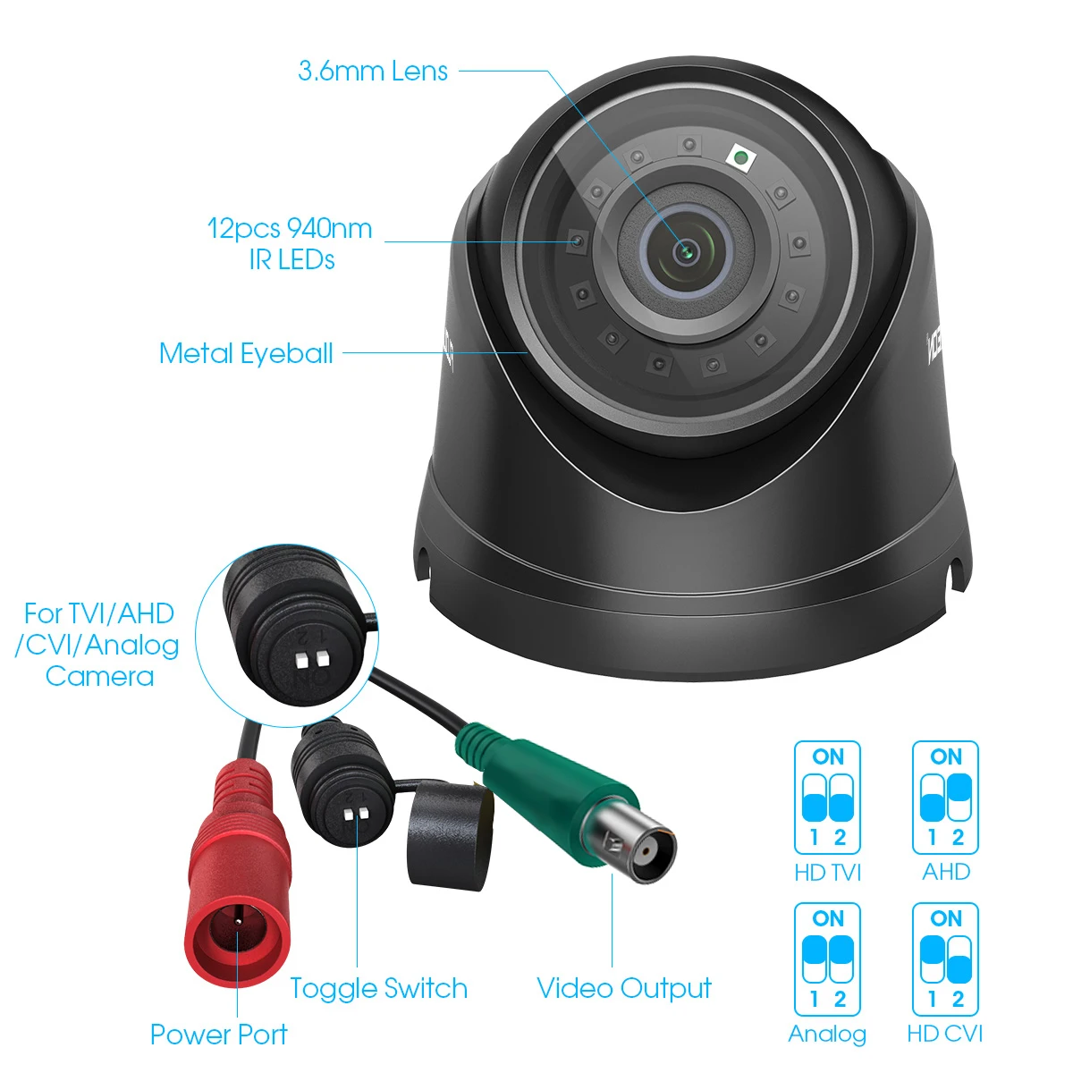 Floureon 1080P HD 3000TVL 4в1 TVI/AHD/CVI/аналоговый CCTV купольный для наблюдения наружная Камера Безопасности ИК ночного видения IP66 водонепроницаемый