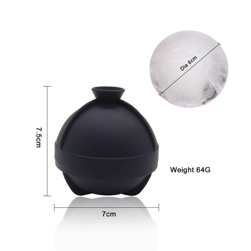 Black DIY Ball Ice Kitchen Moulds Cube Ice Round Ball Makers Cream Molds Bar Use Party Cocktail Sphere - Color: Black