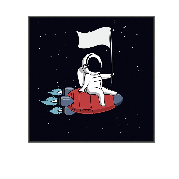 Cartoon rocket Astronauts Nursery Wall Picture Poster Print Boy bedroom Modern Canvas Painting Kids Children Wall Art Mural - Цвет: G