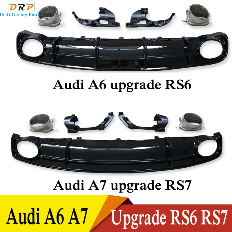 

1 set of PP glossy black car bumper diffuser and exhaust muffler tip tailpipe fit Audi A6 A7 Upgrade RS6 RS7