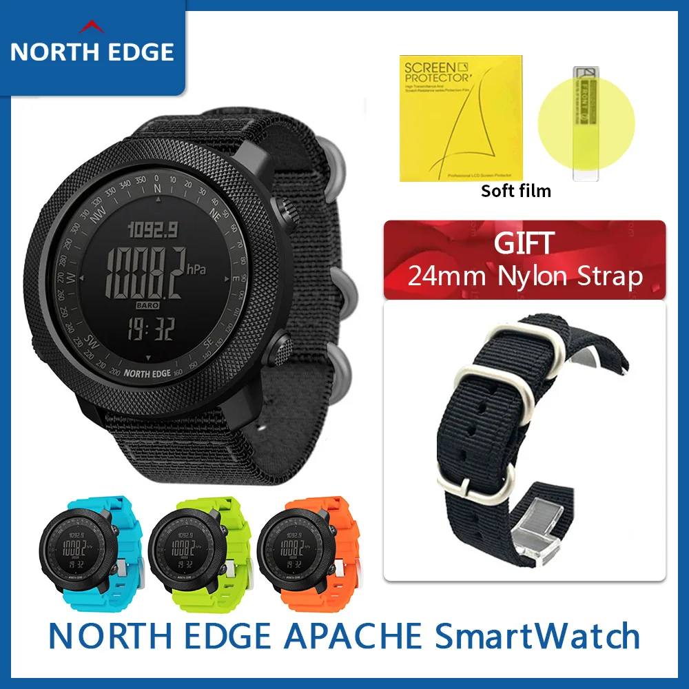Подарок мужские цифровые часы NORTH EDGE Компас для плавания альтиметр барометр