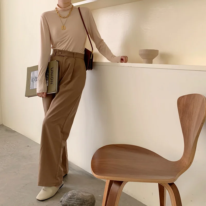 Woman Tshirts Autumn Winter New 2020 Full Stand Korean Fashion Undershirt Soft Comfortable Plus SizeSlimming Sexy Tops Undefined