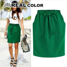 Новые весенние Летние Элегантные миди-юбки, Женская офисная юбка-карандаш, хлопковая юбка с эластичной резинкой на талии, посылка на бедрах, юбка с бантом, зеленая-85