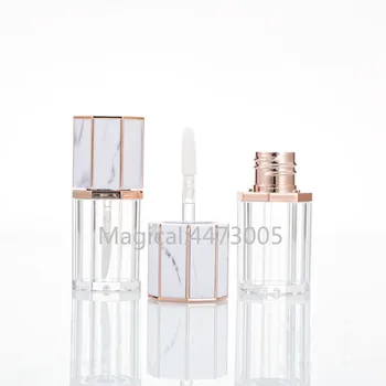 

5ml Empty Lipgloss Tube Octagon Clear Container Lip Balm/Gloss Bottle with Marbling Lid Lipstick Container Makeup Ccosmetic Tube