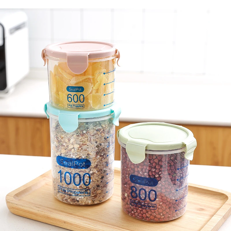 1000ml 800ml Multi Size Transparent Food Sealed Cans Cereal Storage Containers Plastic Snack Holder Kitchen Organizer Storage Bottles Jars Aliexpress