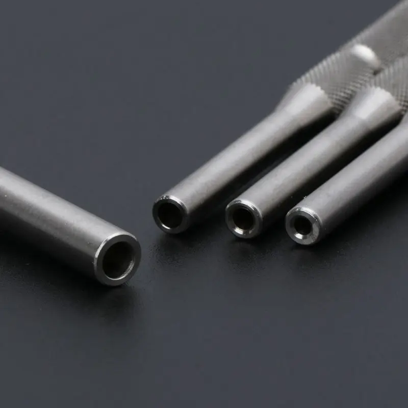 New 4pcs/set Stainless Steel Multi Size Hollow End Roll Pin Tool Starter Punch Kits 1/8" 5/32" 3/16" 7/32''