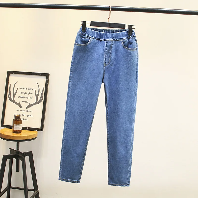 Women's Jeans 2023 Retro Light blue Stretch Denim Pants Female High Waisted Skinny Ladies Jeans Elastic Waist Trousers S-6XL 5