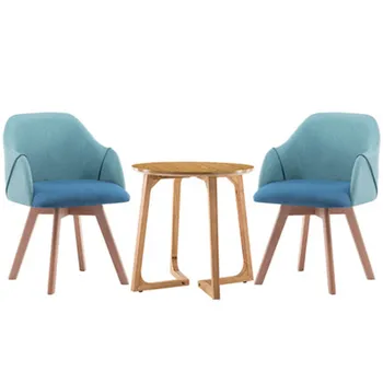 

Nordic Solid Wood Dining Chair Fabric Minimalist Home Dressing Back Armchair Coffee Negotiating Work Computer