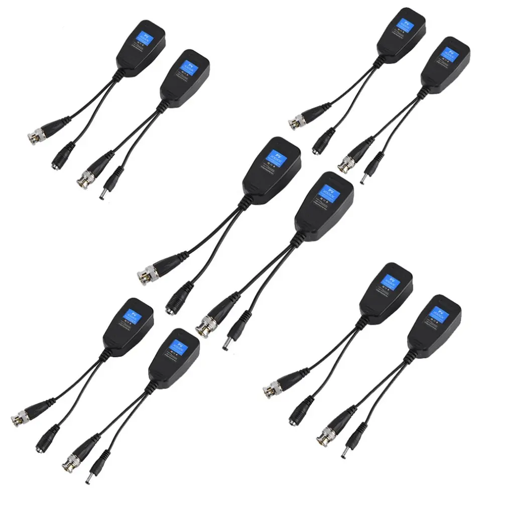 

1 Pairs 2 Pairs 5 Pairs CCTV Coax BNC Video Power Balun Transceiver to CAT5e 6 RJ45 Connector BNC to passive video RJ45