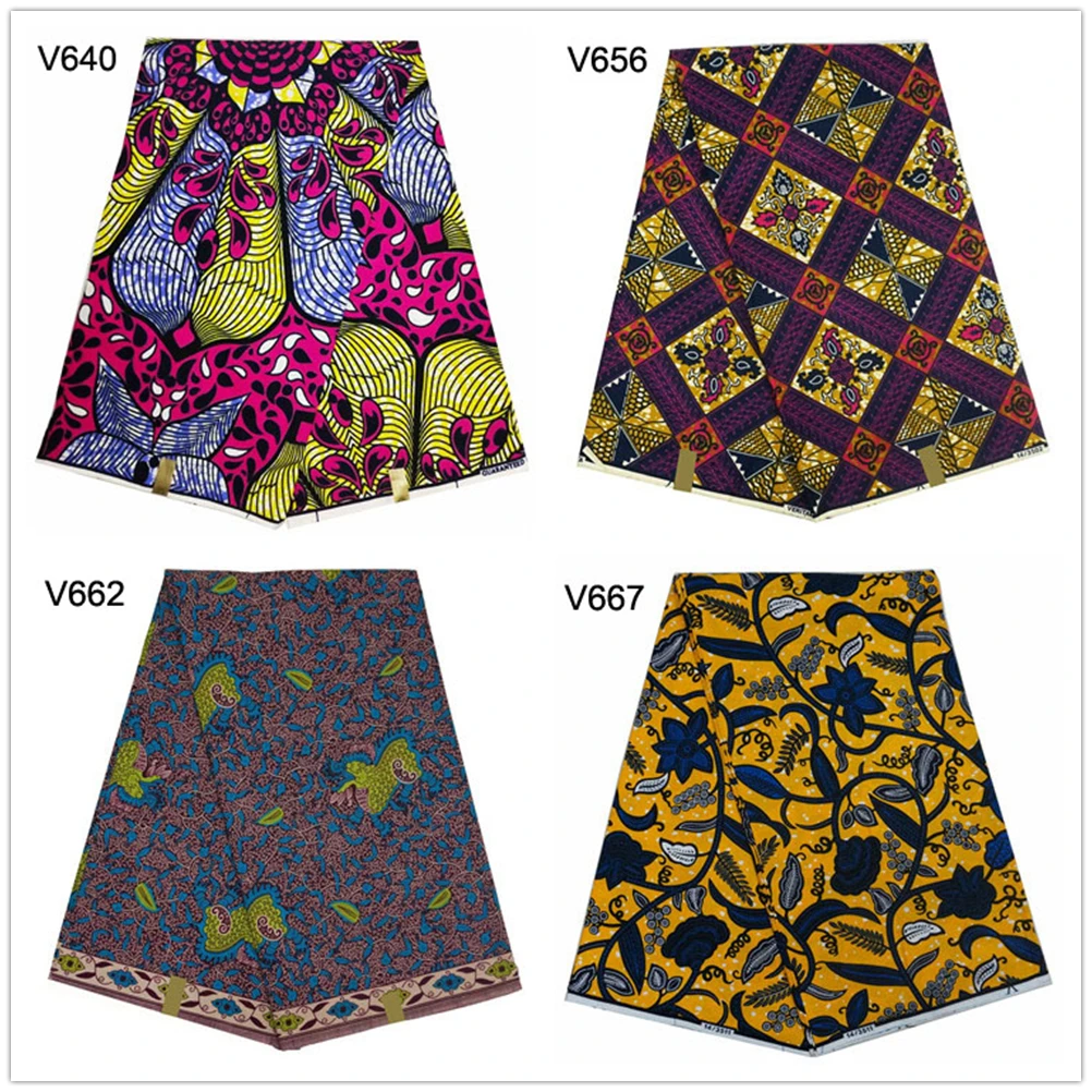 

African real wax block prints veritable dutch style wax Ankara printed fabric 6 yards 100% cotton design V 700-633