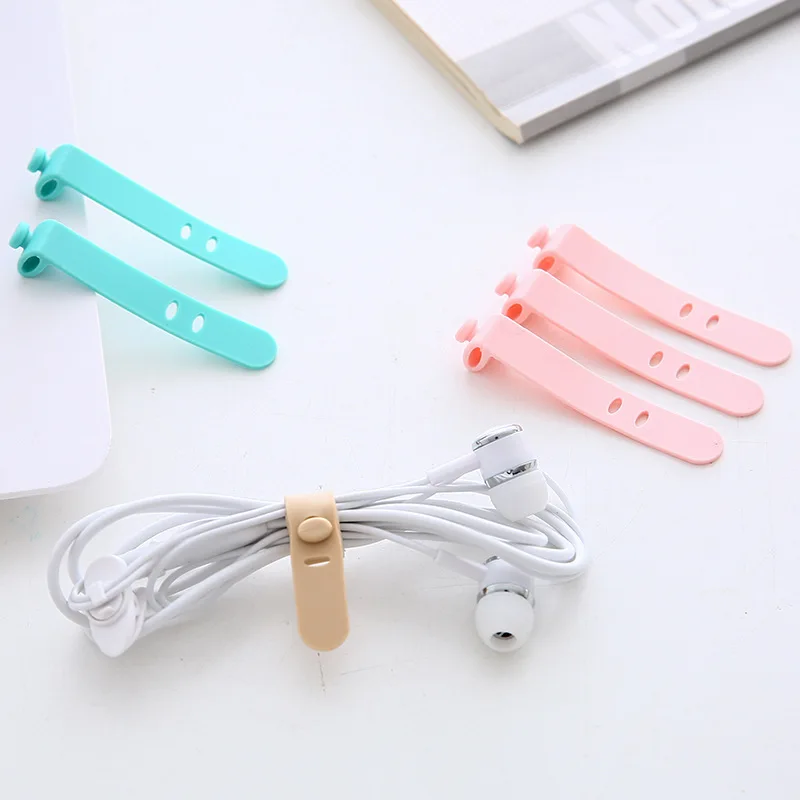 4Pcs Silicone Cable Organizer USB Data Wrap Cord Winder Wire Protector Holder Office Stationary Desk Set Accessories Supplies