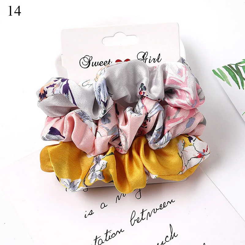 4pcs Pure Silk Skinnies Small Scrunchie Set Hair Bow Ties Ropes Bands Skinny Scrunchy Elastics Ponytail Holders for Women Girls black hair clips Hair Accessories