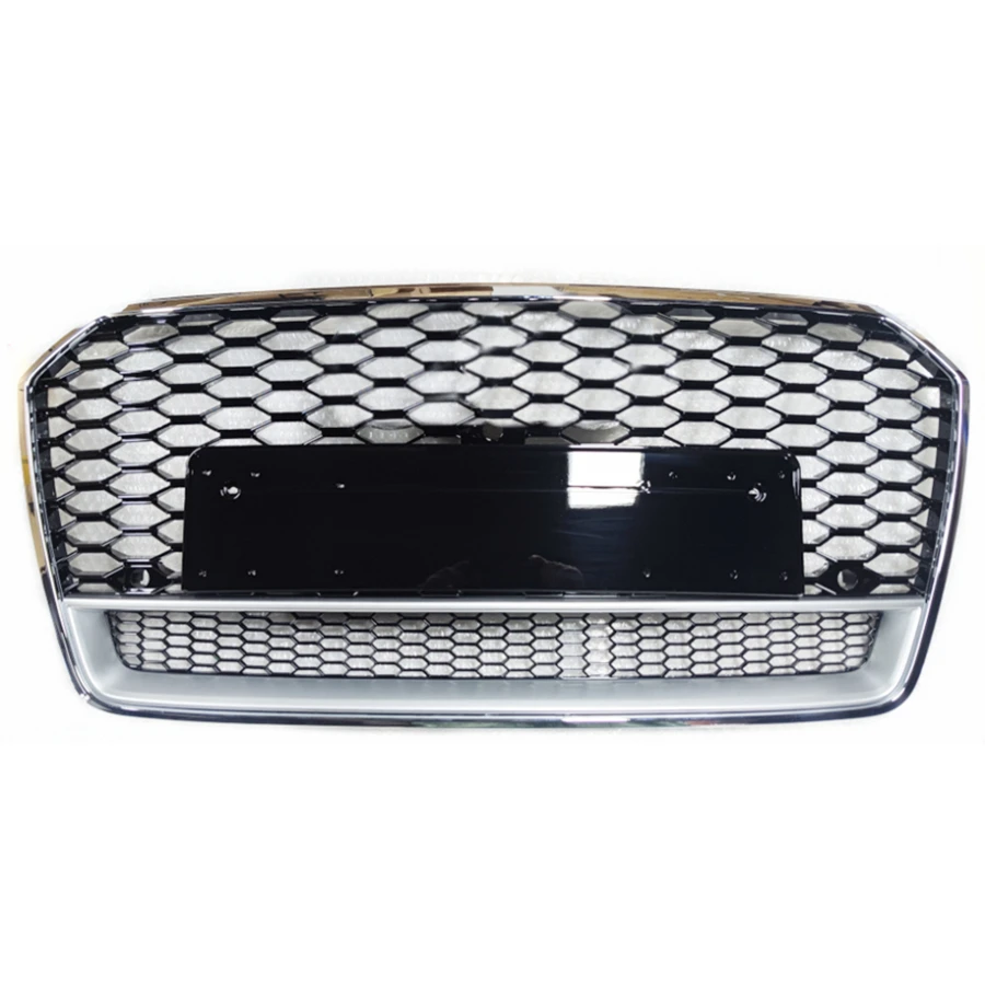 For RS7 Style Front Sport Hex Mesh Honeycomb HoodGrill Chrome Frame Gloss Black for Audi A7/S7 2016-2019 Car Accessories | Автомобили и
