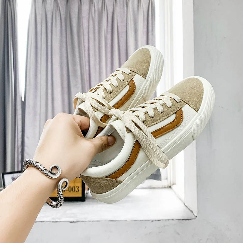 TRILEINO OLD Men Women Low Top Khaki skools canvas Shoes Classic Authentic Outdoor Street sneakers skateboarding shoes