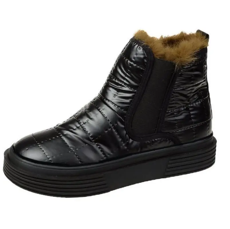 Chelsea Boots Female Women Shoes Sewing Plaid Boots For Women Fashion Plush Winter Boots Women Booties Woman Ladies Ankle Boots