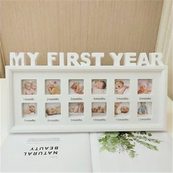 

Creative "MY FIRST YEAR" Pictures Souvenirs DIY 0-12 Month Baby Commemorate Kids Growing Memory Gift Display Plastic Photo Frame