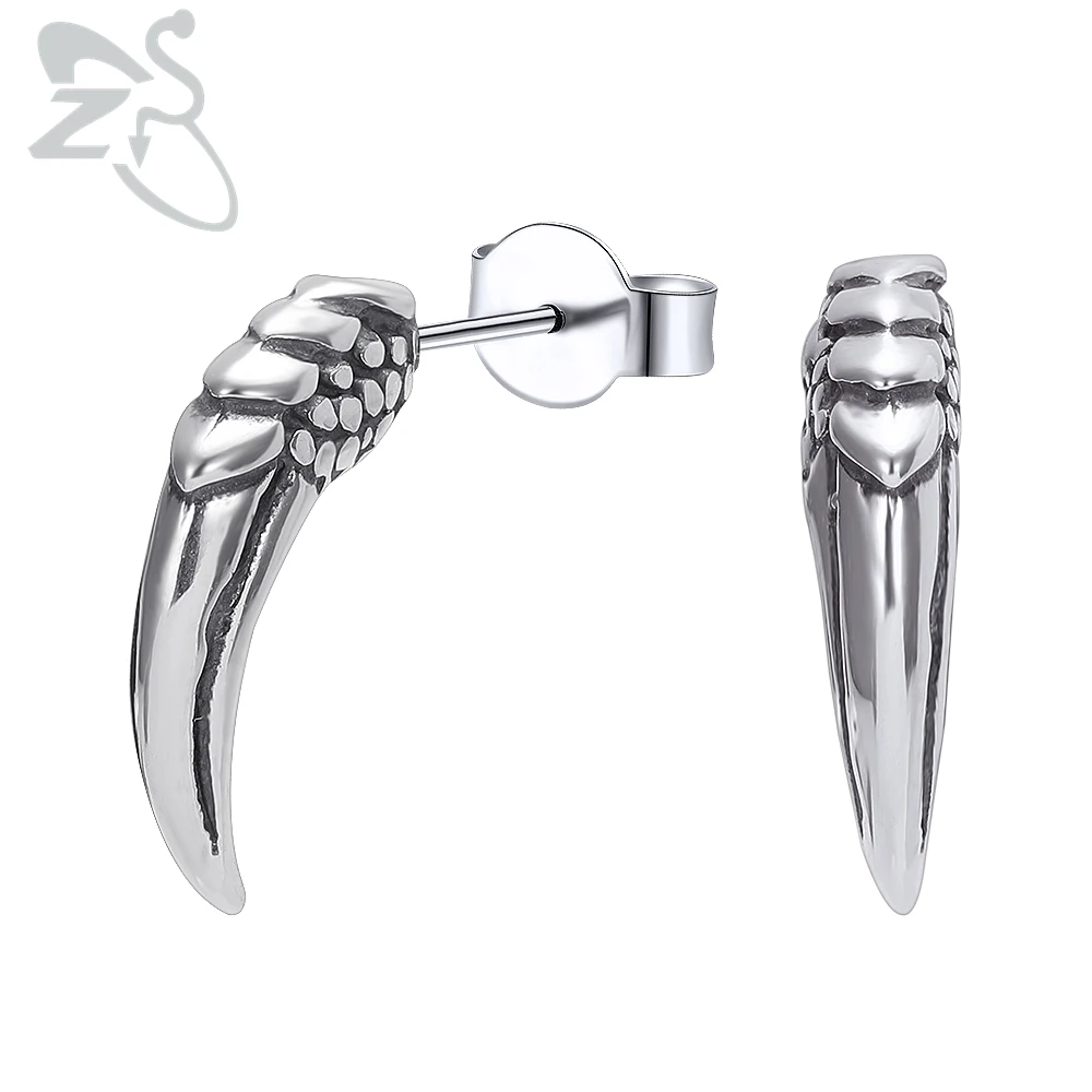 

ZS 316L Stainless Steel Wing Shape Punk Rock Stud Earrings for Men Boys' Hip Hop Earrings Ear Piercing Jewelry accesorios mujer