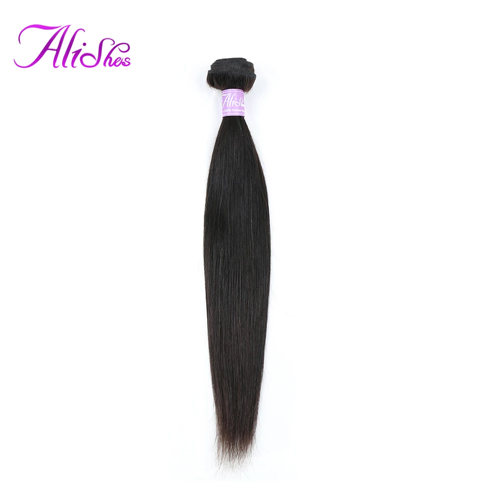 

Alishes Indian Straight Hair Bundles Human Hair Weaving Extension Remy 1/3/4 Bundle Deals Free Shipping Natural Black 100G/PC