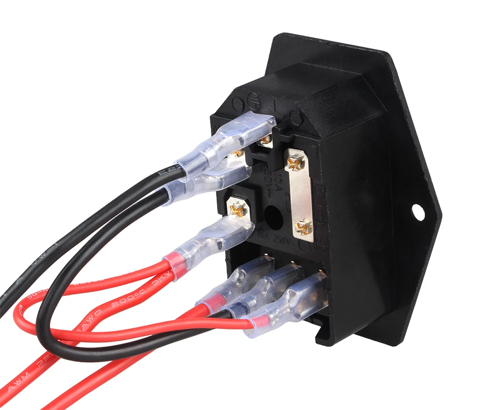 Power Rocker Switch IEC 3 Pin 320 C14 Inlet Power Sockets Switch Connector Plug 10A 250V AC 3D Printer Power Switch