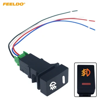

FEELDO 10Pcs Car Fog Lights Switch 5Pin On-Off Button with Cable For Honda Fit City Auto Work Light Switch Wire