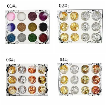 

12 Colors/box Nail Glitter Rhinestones Foil Decoration Sparkly Nail Sequins Mixed Nail Holographic Glitter Nail Art Accessories