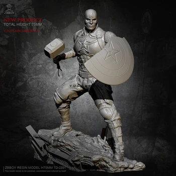 

75MM Resin Model Kits Captain America self-assembled TD-2391