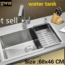 Tangwu 304 бак из нержавеющей стали Кухня утолщение ручной рисунок утолщение ручная Раковина один бак 68x46 см