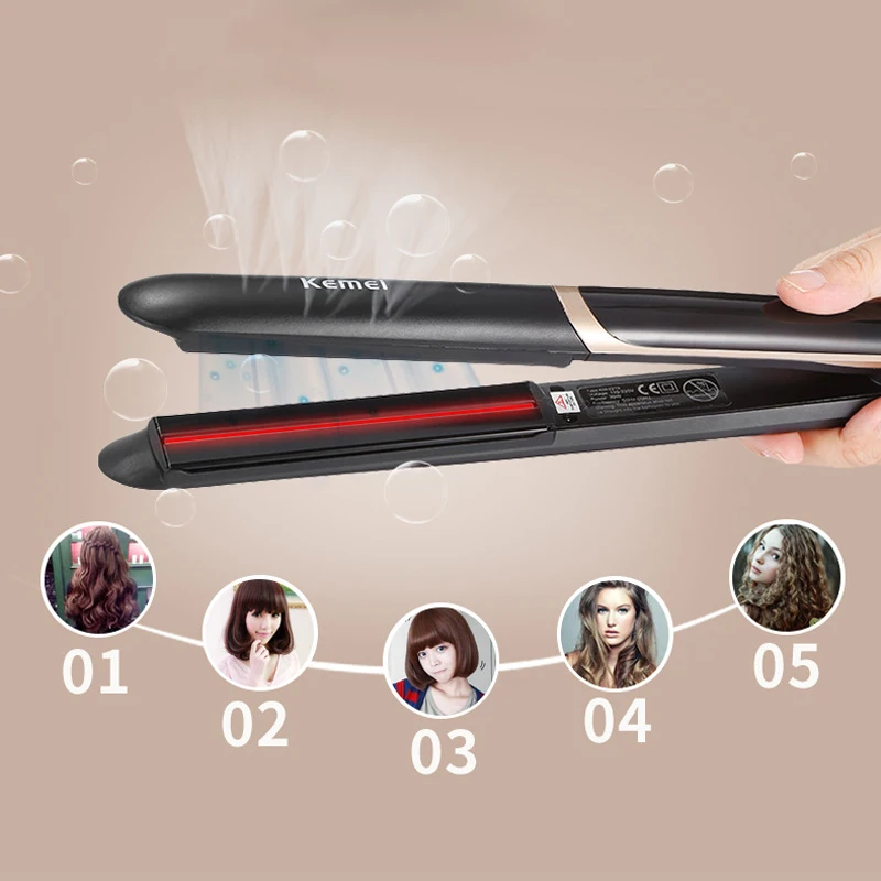 

Professional Hair Straightener Curler Hair Flat Iron Negative Ion Infrared Hair Straighting Curling Iron Corrugation LED Display