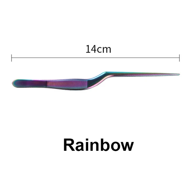 Long Holding Shaped Rainbow Tweezers Ear Tweezers Bending Pick Otolaryngology Special Forceps Ear Makeup Tools Free Shipping Rainbow