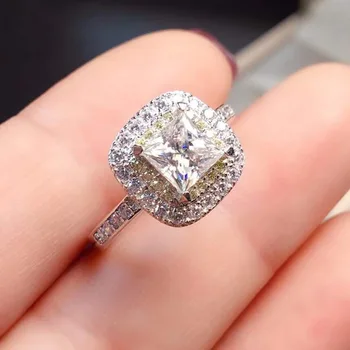 

925 sterling silver ring mosang diamond 1CT 5.5 * 5.5 ring wedding party gift ring female