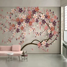 Фото обои 3D стерео Дерево Цветы Фрески гостиная спальня романтический домашний декор настенные стикеры самоклеящиеся обои 3 D