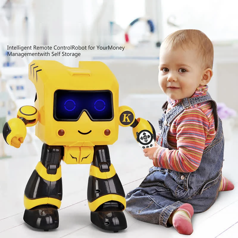 English RC Smart Robot Kids Toy Coin Sensing Money Management Demo Walking Dance Intelligent remote control Robot Model