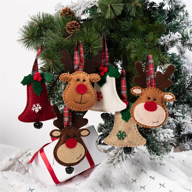 

6pcs/lot Christmas Elk Bell Pendant Christmas Tree Decoration Pendant Cute Elk Bell Small Hanging Noel Natal 2022 Happy New Year