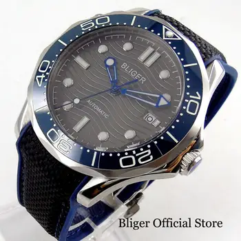

BLIGER Mechanical Men Wristwatch Ceramic Bezel Rubber Band Nologo/BLIGER Logo Dial Date Indicator