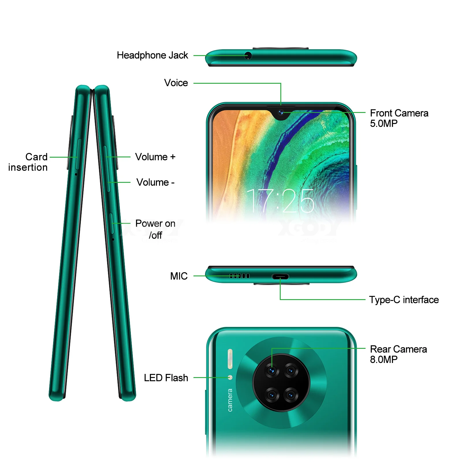 XGODY Mate 30 4G смартфон Android 9 0 6 26 дюймов 19:9 полный экран 3 ГБ 32 MTK6737 четырехъядерный