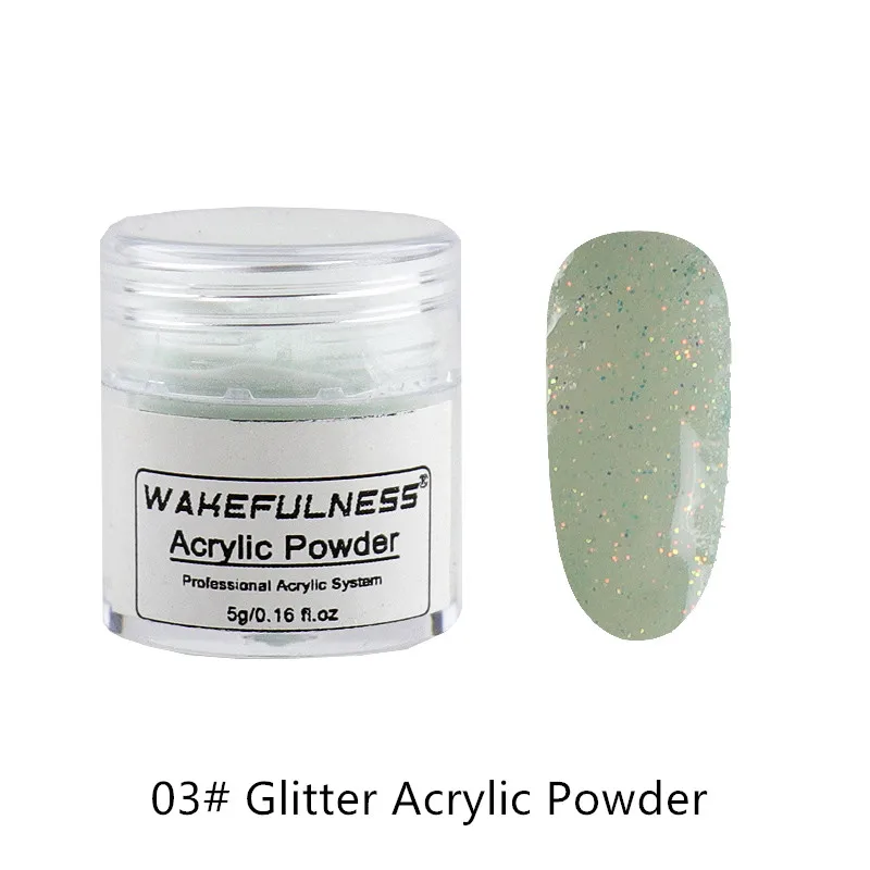 03Glitter Блестящая акриловая пудра, 5 грамм, розовый, красный, розовый цвета, акриловая пудра для ногтей, маникюрный набор, профессиональный аксессуар для ногтей - Цвет: 03Glitter