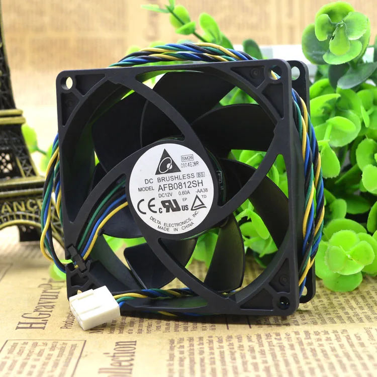 Новый 8025 12V 0.6A AFB0812SH 8 см/4 провода защиты электродвигателя Вентилятор охлаждения |