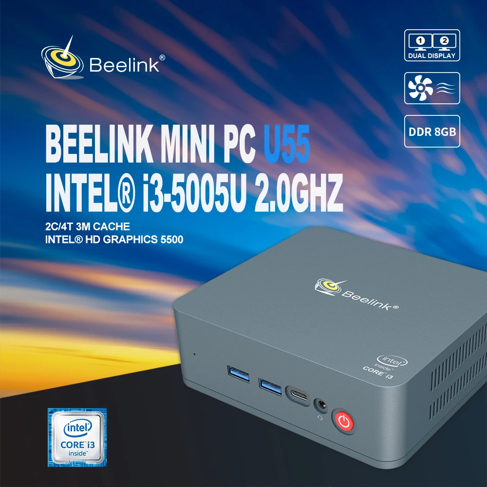 Windows Mini PC U55 Inteli3-5005U Dual Core 2.0GHz DDR3L 8GB Storage M.2 SSD 128GB/256GB /512GB 1000M Bluetooth4.0 Set Top Box