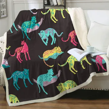 

2020 New African Throw Blanket Animals Ethnic Sherpa Fleece Blanket Giraffe Deer Soft Linen Fashion blanket