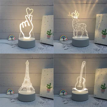 

Beauty 3D LED Lamp Creative Night Lights Novelty Illusion Night Lamp 3D Illusion Table Lamp For Wedding Home Party Decoration