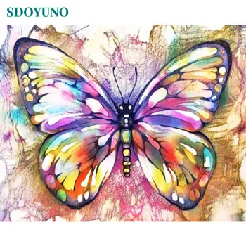

SDOYUNO Painting By Numbers Butterfly and flowers DIY Paint By Numbers For Adults Frame Home Decor Wall Picture For Living Room