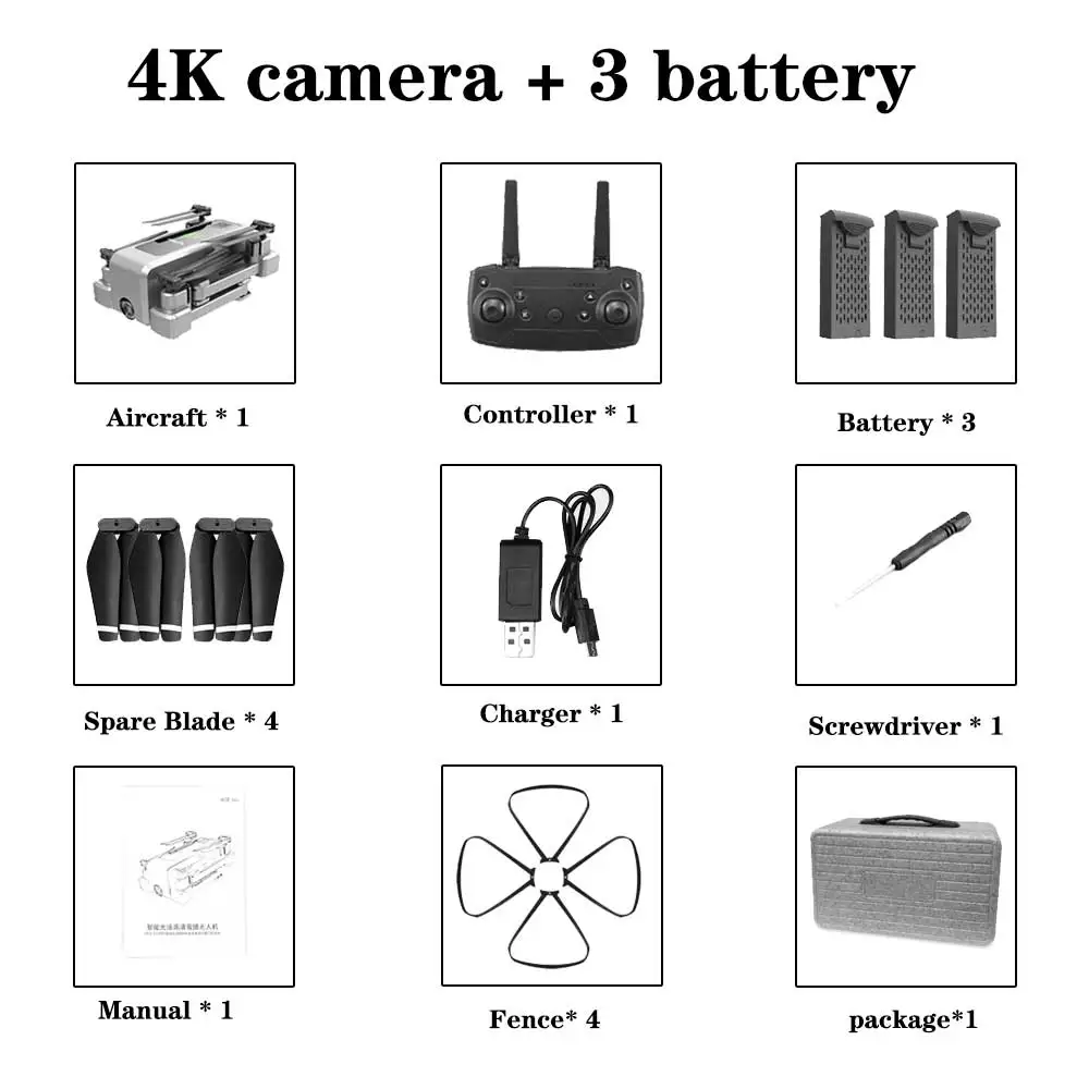 4k 3 battery SHAREFUNBAY Дрон gps 4K HD камера 5G wifi FPV Дрон ESC камера высота держать полет в течение 20 минут Расстояние управления 500 м - Цвет: 4k 3 battery